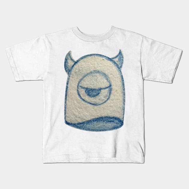 Blue floaty ghost monster Kids T-Shirt by stupidpotato1